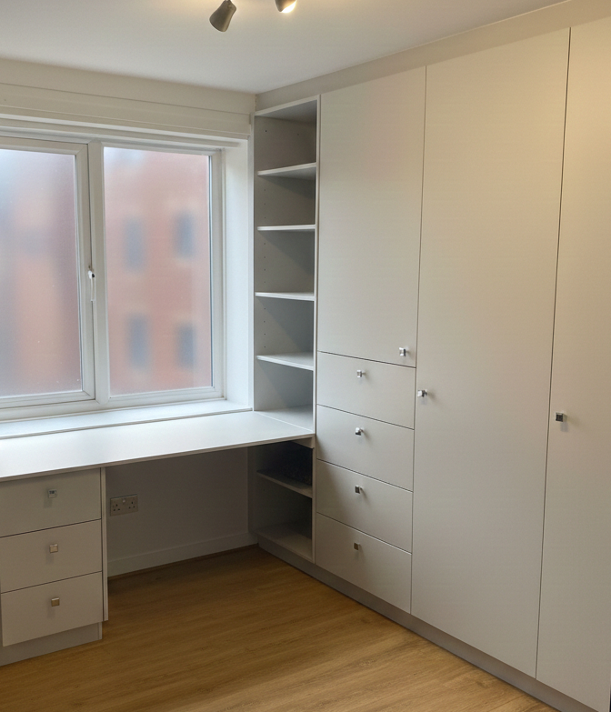 Office/Dressing Room in Pre-finished Egger board in Cashmere Grey